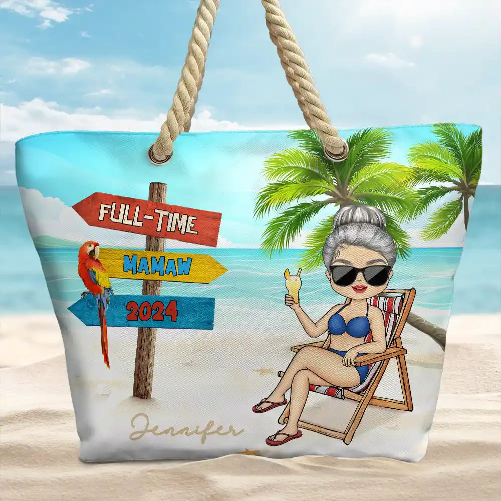 Retired Full Time Grandma - Personalized Beach Bag - Image 2
