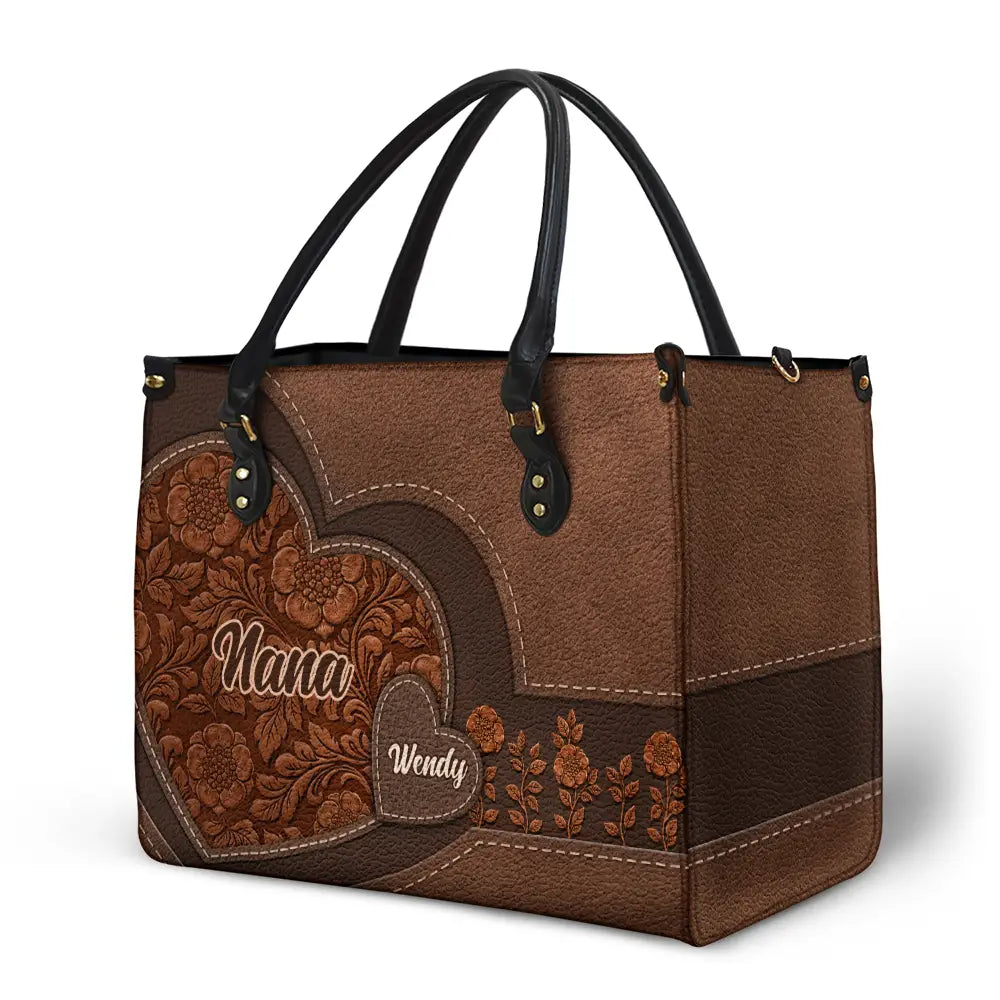 Tudor Rose Little Sweethearts - Birthday, Loving Gift For Grandma And Mum - Personalised Leather Handbag - Image 2