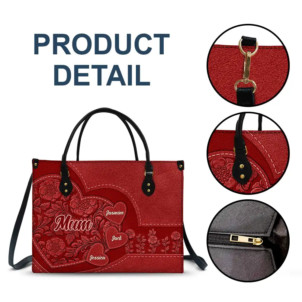 Tudor Rose Little Sweethearts - Birthday, Loving Gift For Grandma And Mum - Personalised Leather Handbag - Image 5