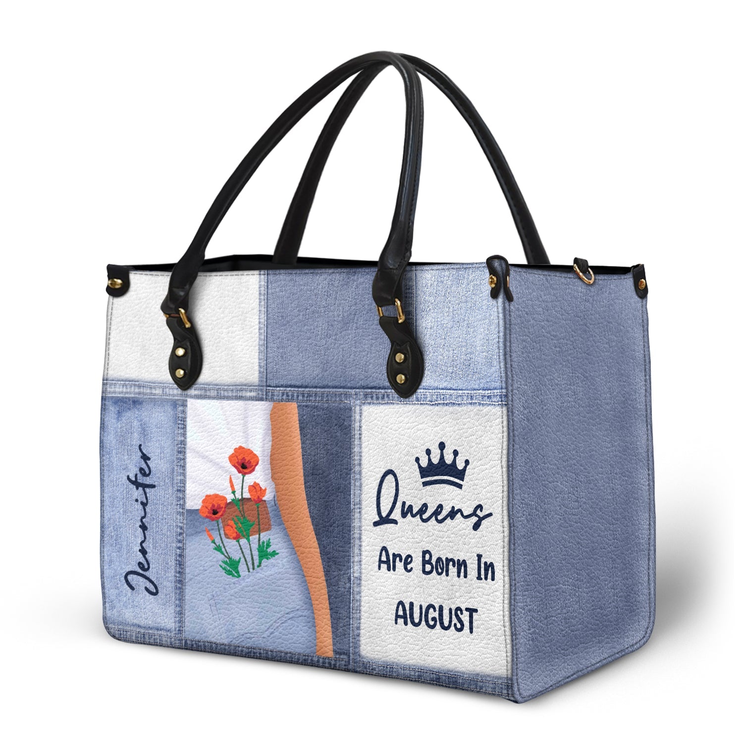 Queens Are Born - Birthday Gift For Women - Personalized Leather Bag - Image 2