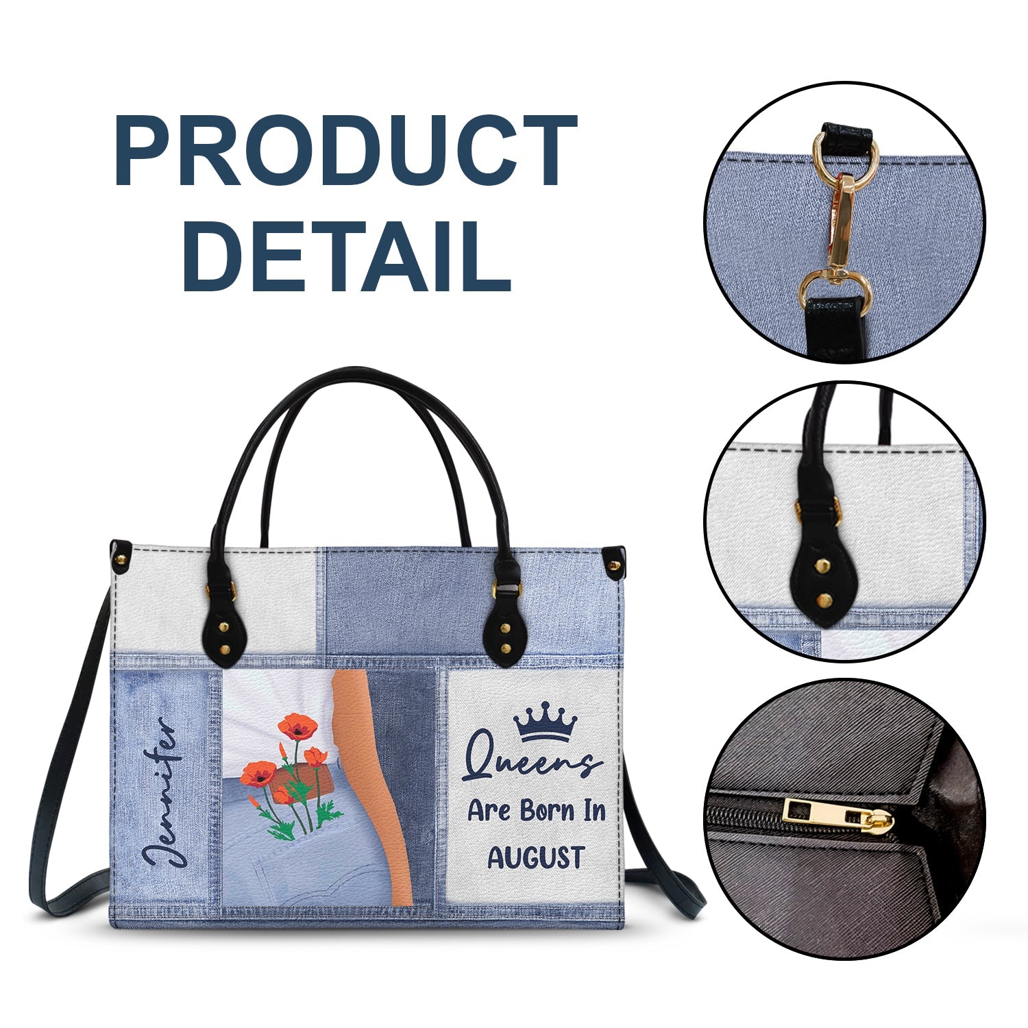 Queens Are Born - Birthday Gift For Women - Personalized Leather Bag - Image 7