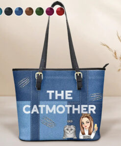 The Catmother - Personalized Leather Tote Bag