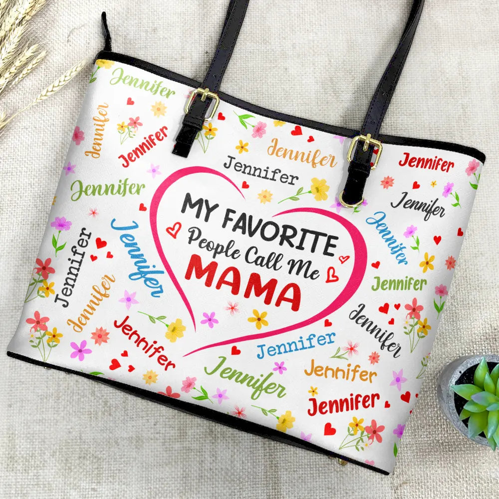 This Grandma Belongs To Blessed To Be Called Grandma - Personalized Leather Tote Bag - Image 4
