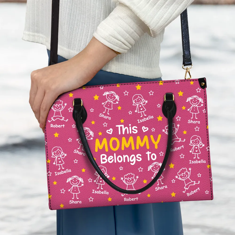 This Grandma Mom Belongs To Kids Pet - Personalized Leather Bag - Image 3