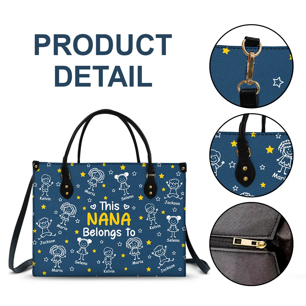 This Grandma Mom Belongs To Kids Pet - Personalized Leather Bag - Image 7