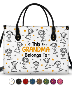 This Grandma Mom Belongs To Kids Pet - Personalized Leather Bag