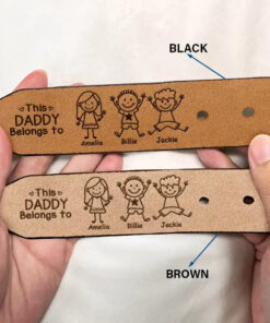 Alternative view of This Grandpa Dad Belongs To Kids Pet - Personalized Engraved Leather Belt