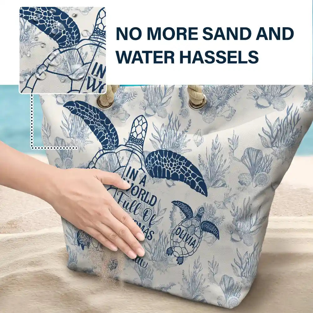 Toile De Jouy World Full Of Grandmas - Personalized Beach Bag - Image 6
