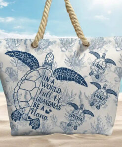 Toile De Jouy World Full Of Grandmas - Personalized Beach Bag