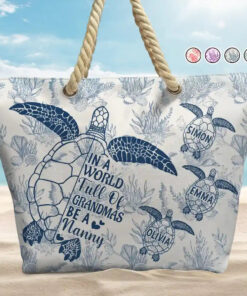 Toile De Jouy World Full Of Grandmas - Personalized Beach Bag