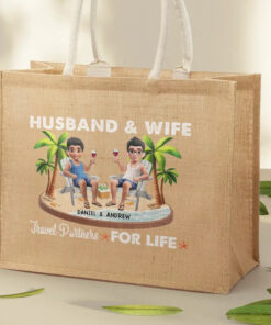 Alternative view of Travel Partners For Life - Personalized Jute Beach Bag