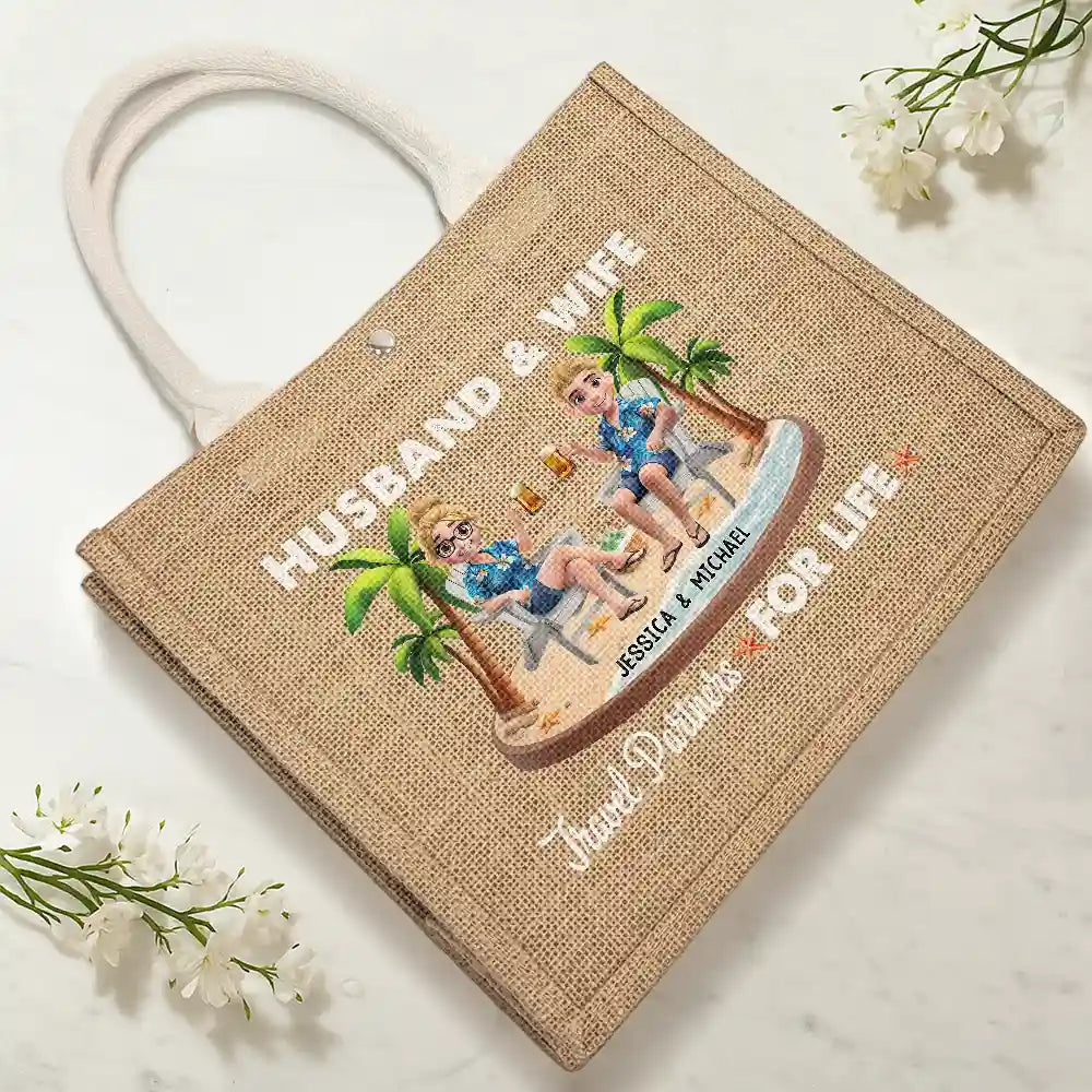Travel Partners For Life - Personalized Jute Beach Bag - Image 4