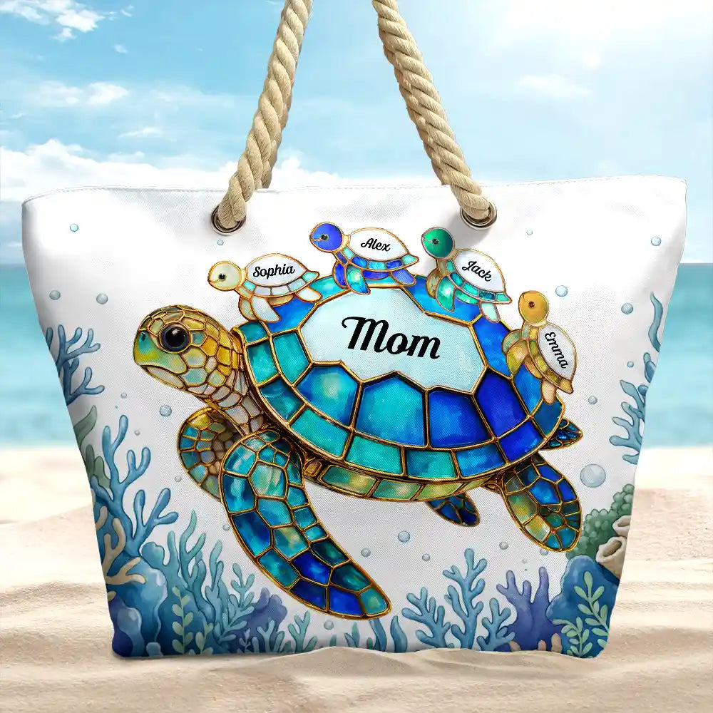Turtle Mom Grandma - Personalized Beach Bag - Image 2
