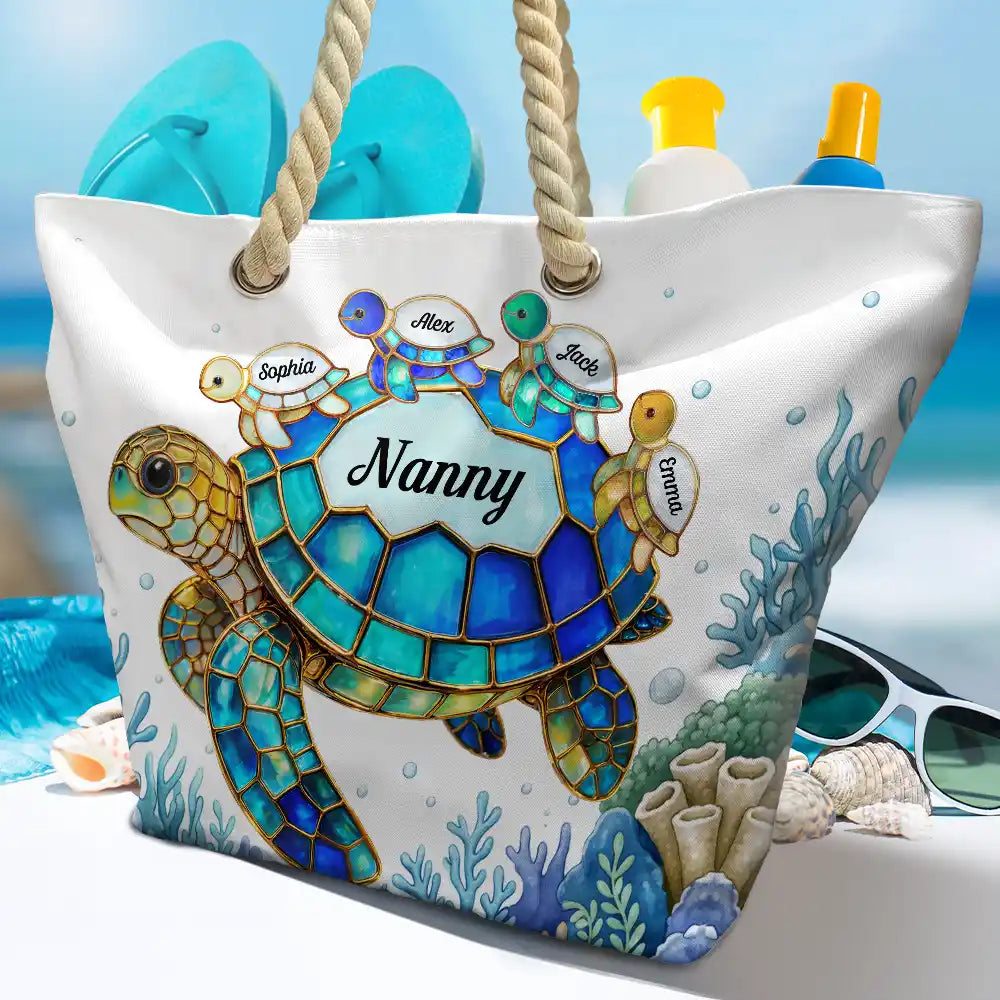 Turtle Mom Grandma - Personalized Beach Bag - Image 4