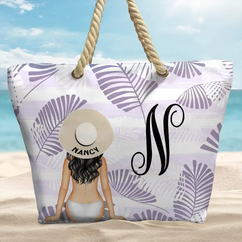 Vine Monogram Girls Beach Trip - Personalized Beach Bag - Image 2