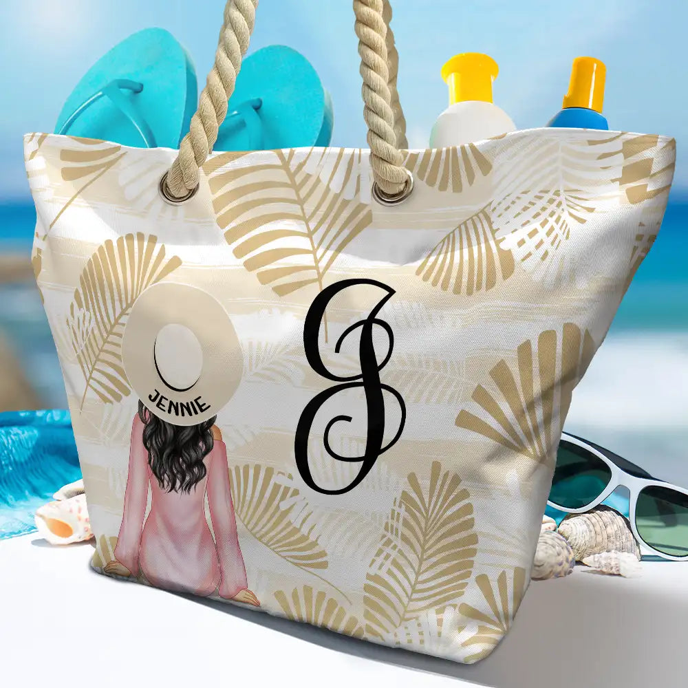 Vine Monogram Girls Beach Trip - Personalized Beach Bag - Image 4