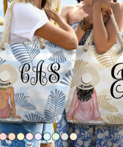 Vine Monogram Girls Beach Trip - Personalized Beach Bag