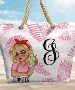 Alternative view of Vine Monogram Girls Trip - Personalized Beach Bag