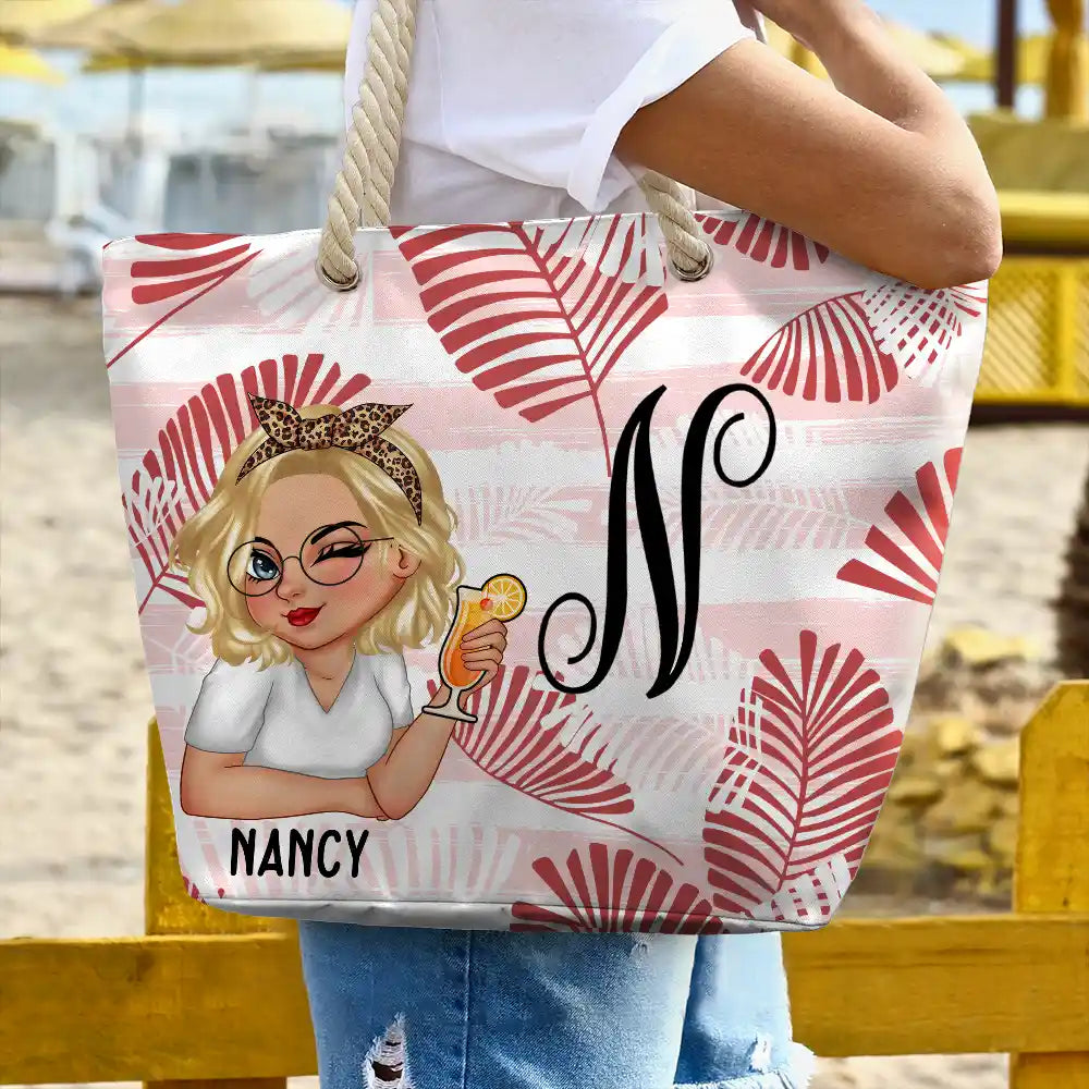Vine Monogram Girls Trip - Personalized Beach Bag - Image 3