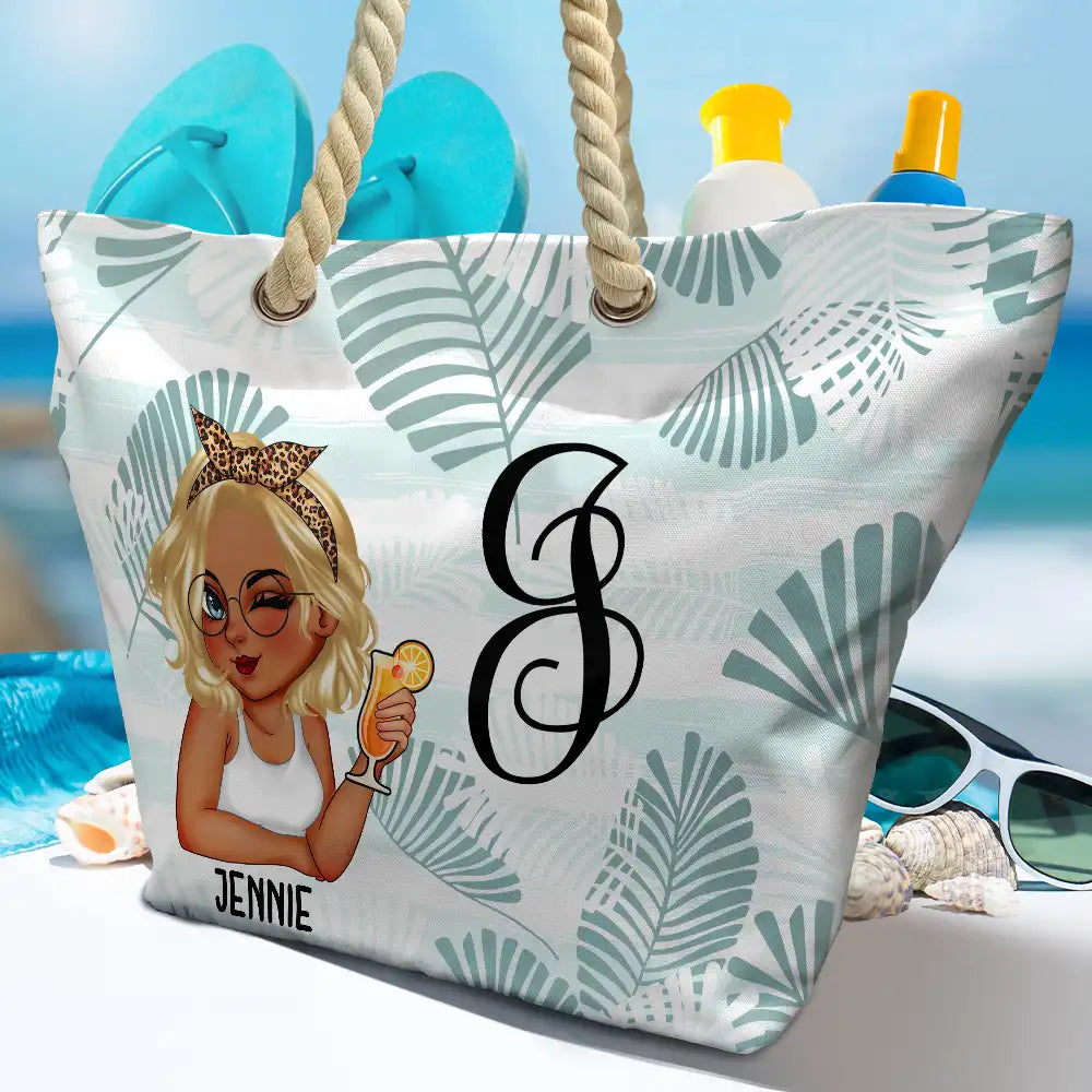Vine Monogram Girls Trip - Personalized Beach Bag - Image 4