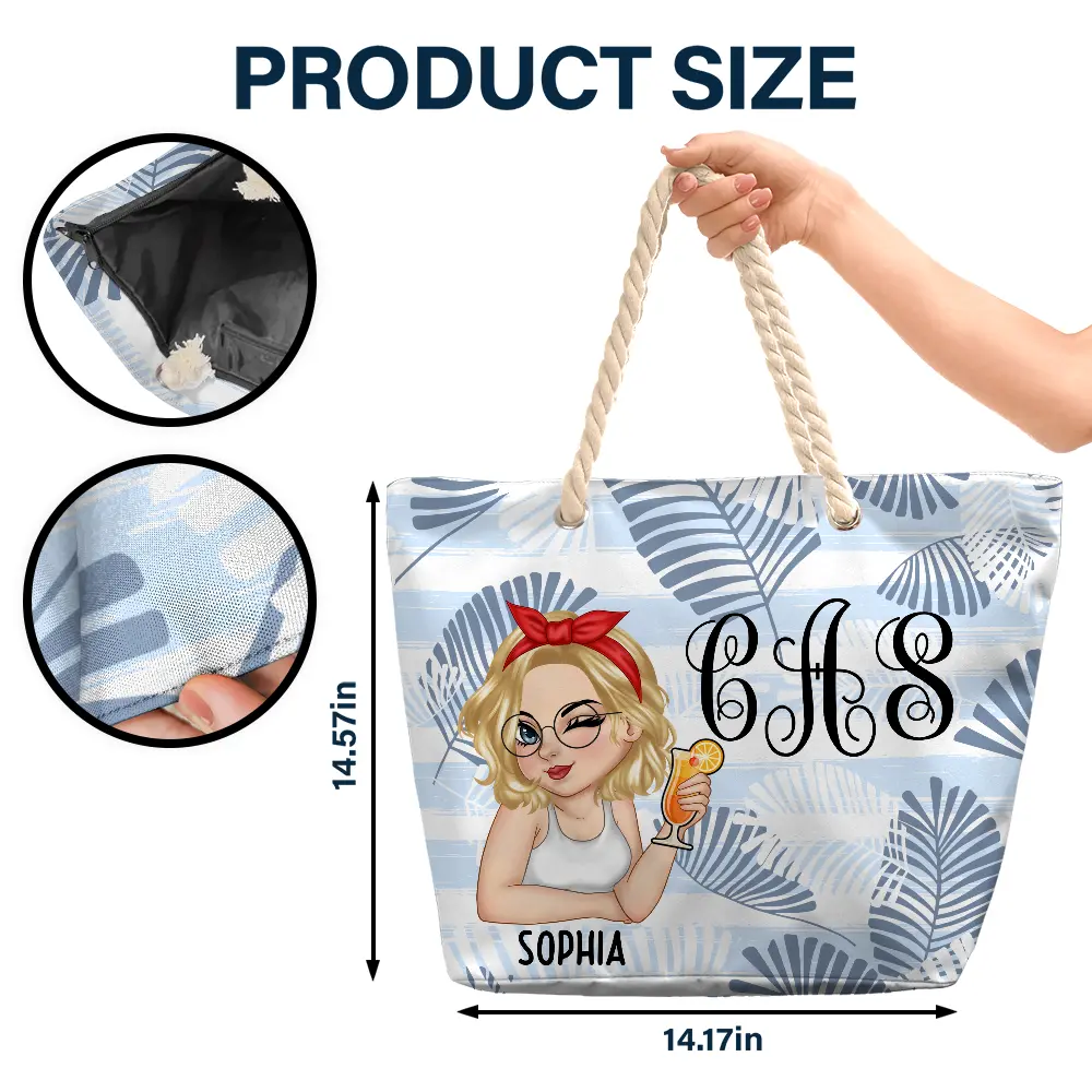 Vine Monogram Girls Trip - Personalized Beach Bag - Image 5