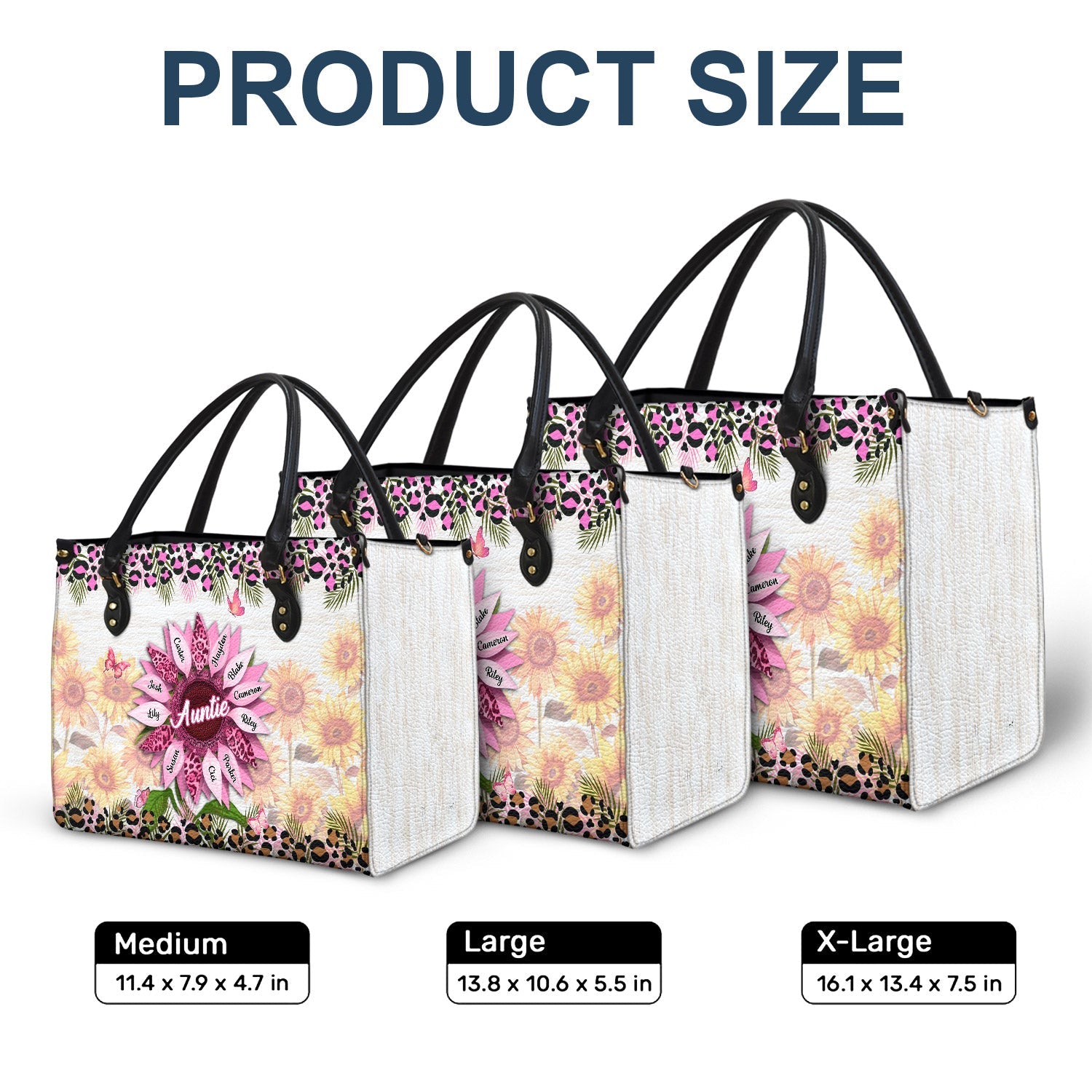 Nana, Mom, Auntie Sunflower - Birthday, Loving Gift For Mother, Grandma, Grandmother - Personalized Leather Bag - Image 6