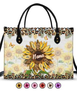 Nana, Mom, Auntie Sunflower - Birthday, Loving Gift For Mother, Grandma, Grandmother - Personalized Leather Bag