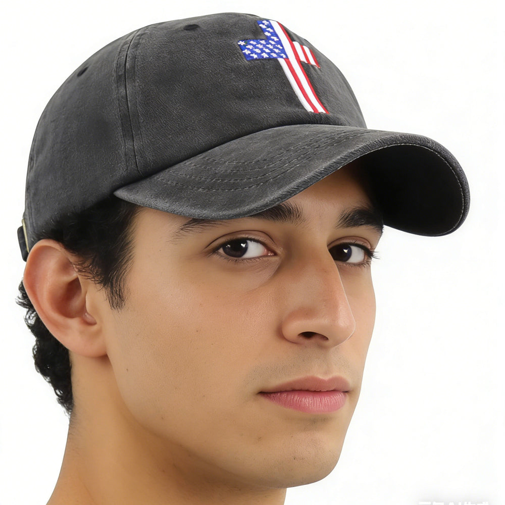 Christian American Flag Cross Baseball Cap Adjustable Embroidered, Gift for Men & Women - Image 5