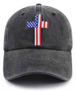 Christian American Flag Cross Baseball Cap Adjustable Embroidered, Gift for Men & Women