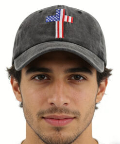 Alternative view of Christian American Flag Cross Baseball Cap Adjustable Embroidered, Gift for Men & Women